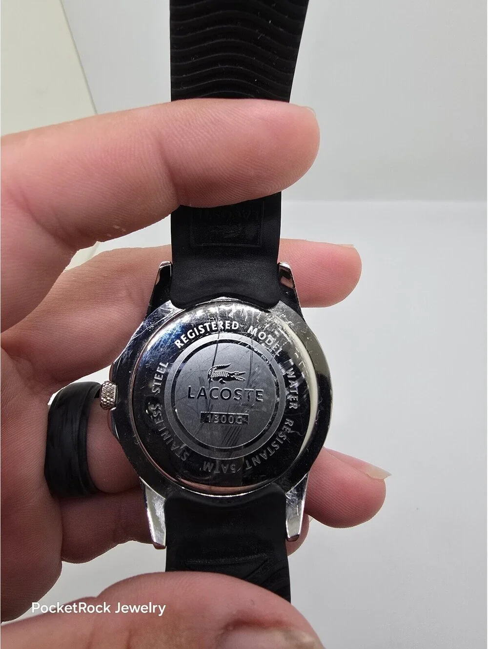 Lacoste 13000G Quartz Analog Date 40mm 50m SS Silver Case Black Dial Rubber